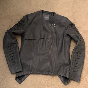 Womens Gray leather jacket Medium Kate and Mallory Medium